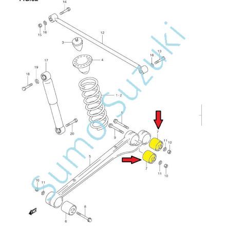 Suzuki Samurai szilent Zadný lengőkarba hátul, Pružina pre tlmičshoz (egymás mellett) 46282-81A00