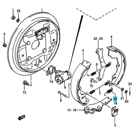 Maruti Pružina zadných brzdových čeľustí, pravá 53715-84010