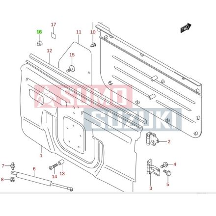 Suzuki Jimny Kufrové dvere ütközőPneumatika 09321-10022-E