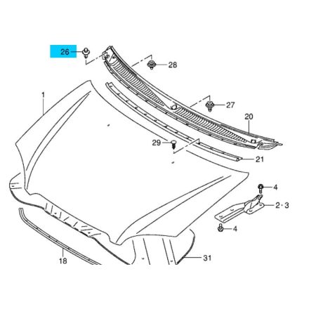 Patent čierny Suzuki Ignis, szélvédő előtti rács; Alto (kesztyűtartó patent) 09409-07019-5PK