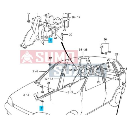 Suzuki Swift 1990-1998 patent (benyomós, Sivý, nagy) utastérben kerékjáratnál 09409-07321-T01