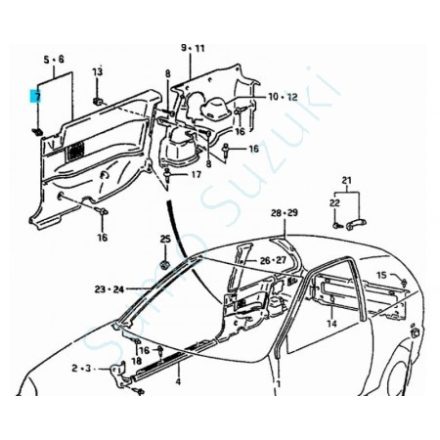 Suzuki ajtó kárpit patent, Biely 09409-08320