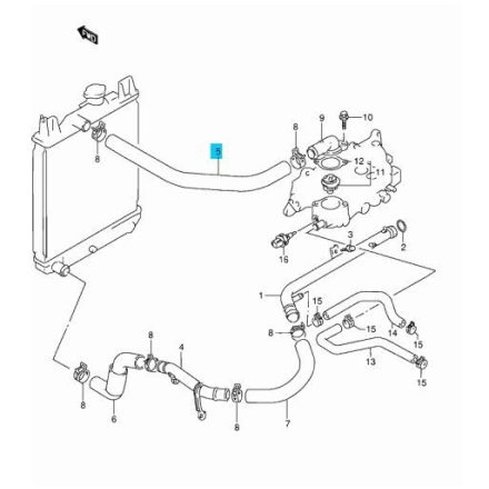 Suzuki Swift 1,3 8V fPredný Chladič víz befolyó trubica 17852-63B30