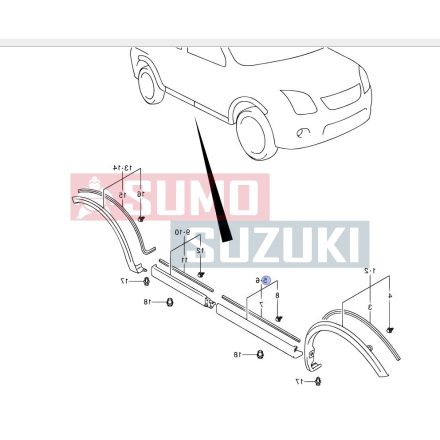 Suzuki Ignis prah  Spoiler Pravý Predný ajtó Gyári Eredeti